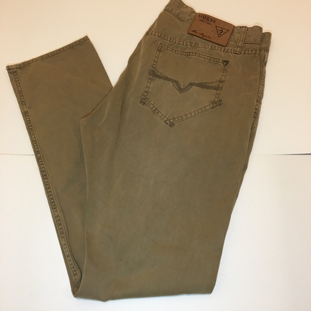 Guess Men's Tan Los Angeles Aleve Chinos Sz 36x32